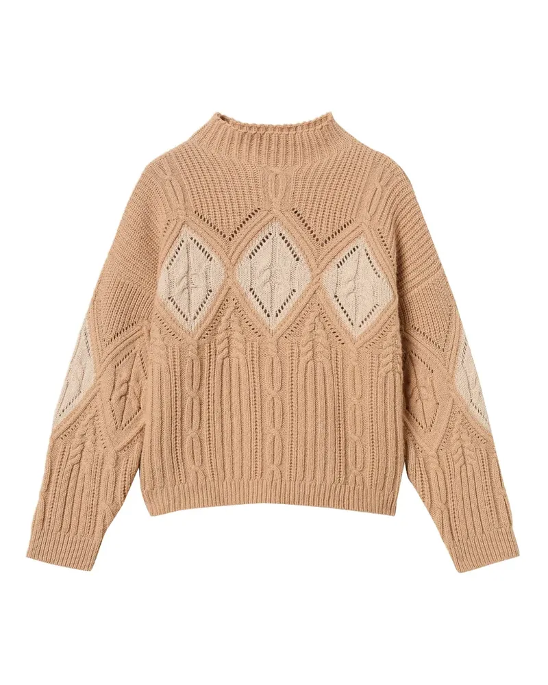 Twin-Set Intarsien-Pullover mit Zopfmuster - Braun Braun