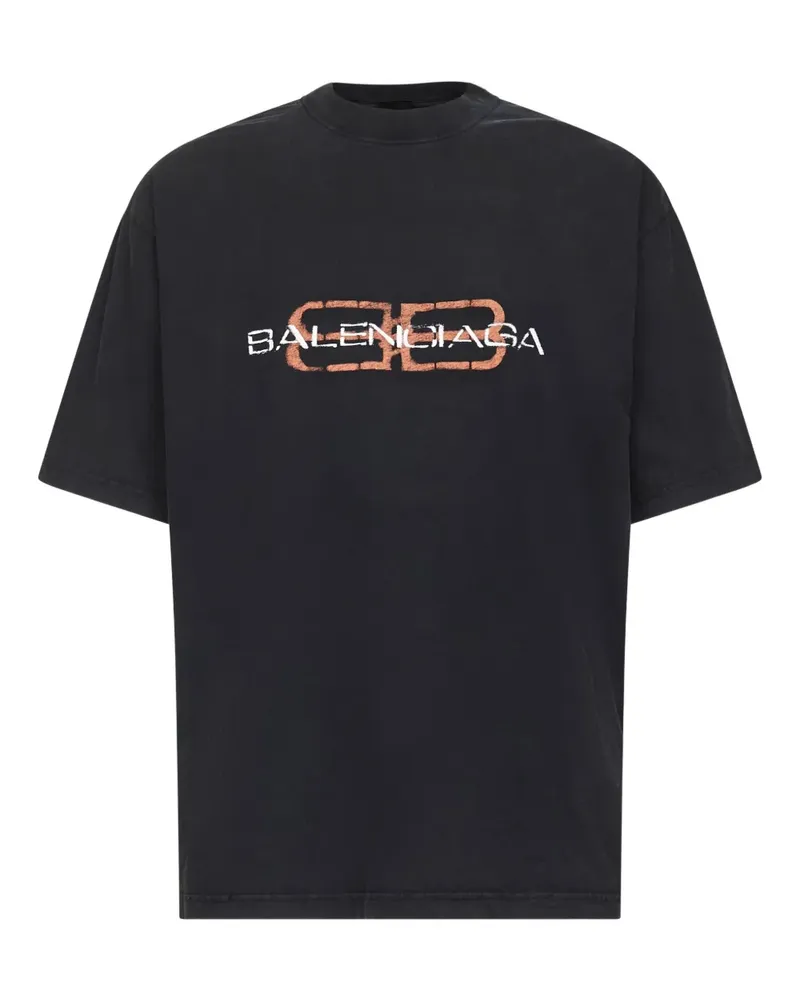Balenciaga BB Icon T-Shirt mit Schablonen-Print - Schwarz Schwarz