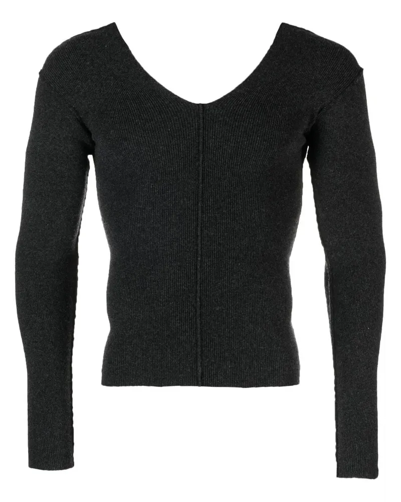 extreme cashmere No.146 Kaschmirpullover mit V-Ausschnitt Grau