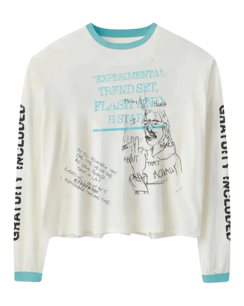 STADIUM GOODS Langarmshirt mit grafischem Print - Weiß Weiß