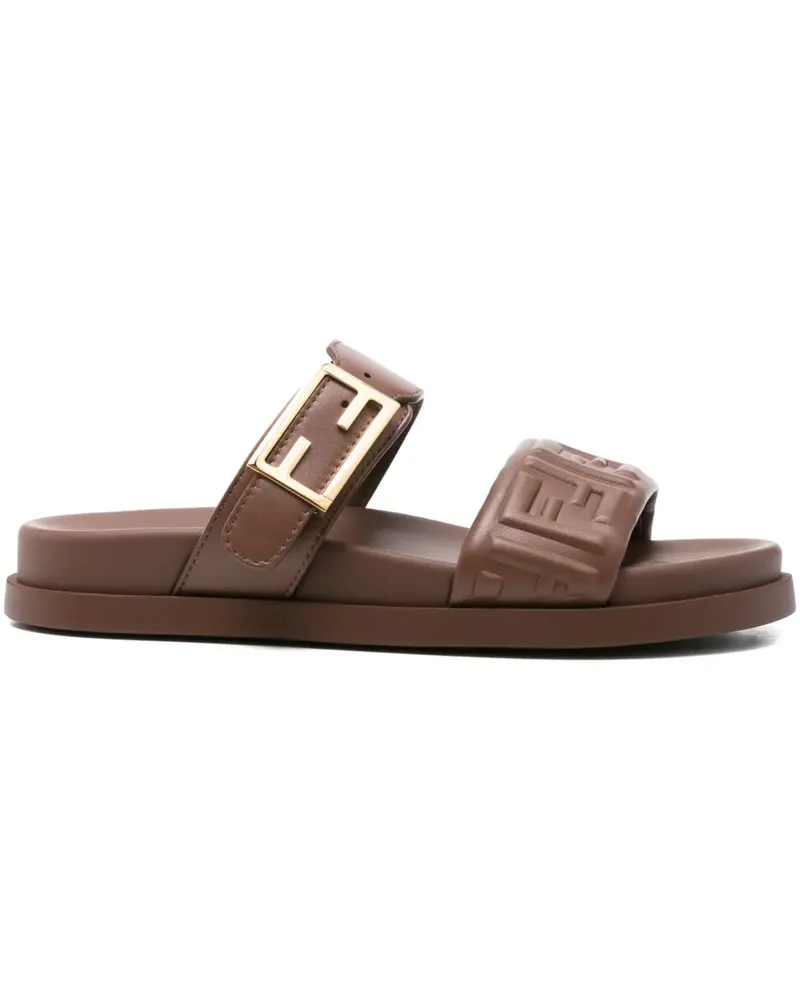 Fendi Flache Sandalen mit Doppelband - Braun Braun