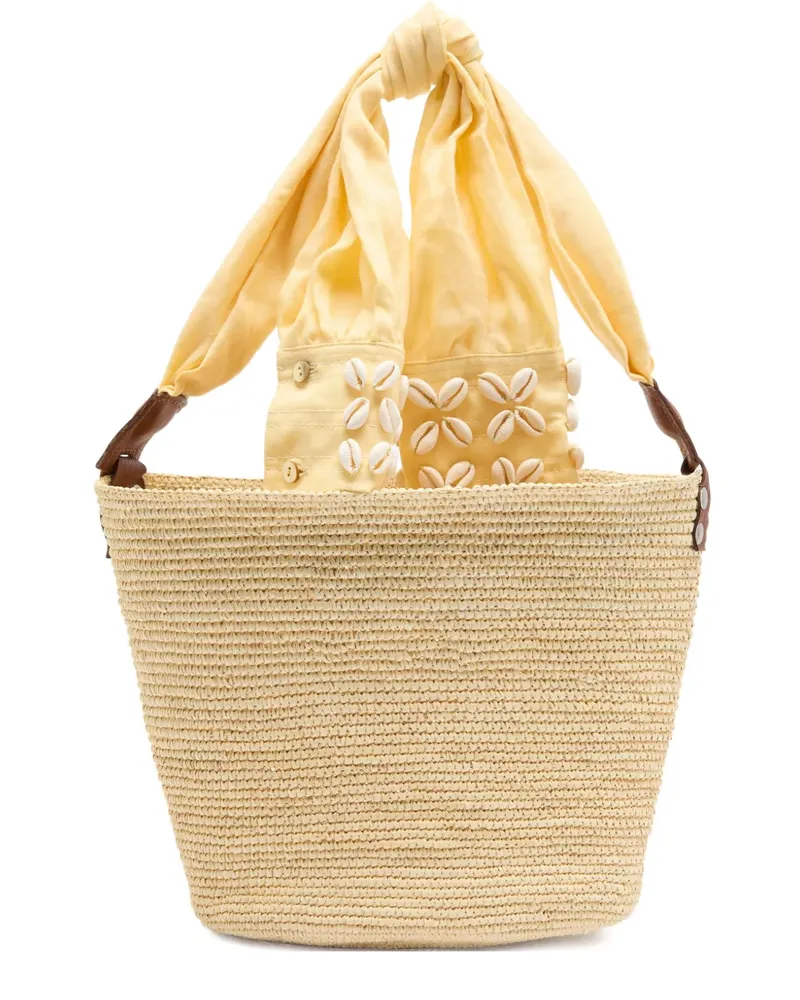 Sensi Studio medium shell-embellished tote bag - Nude Nude