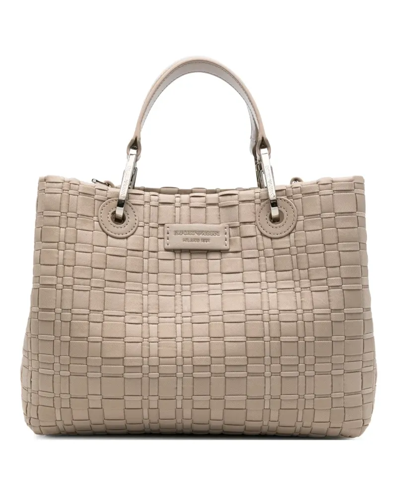 Emporio Armani woven top handle tote bag - Nude Nude