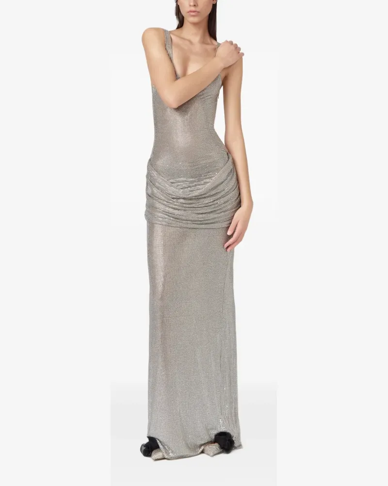 Giuseppe di Morabito Kristallverziertes Maxikleid - Silber Silber