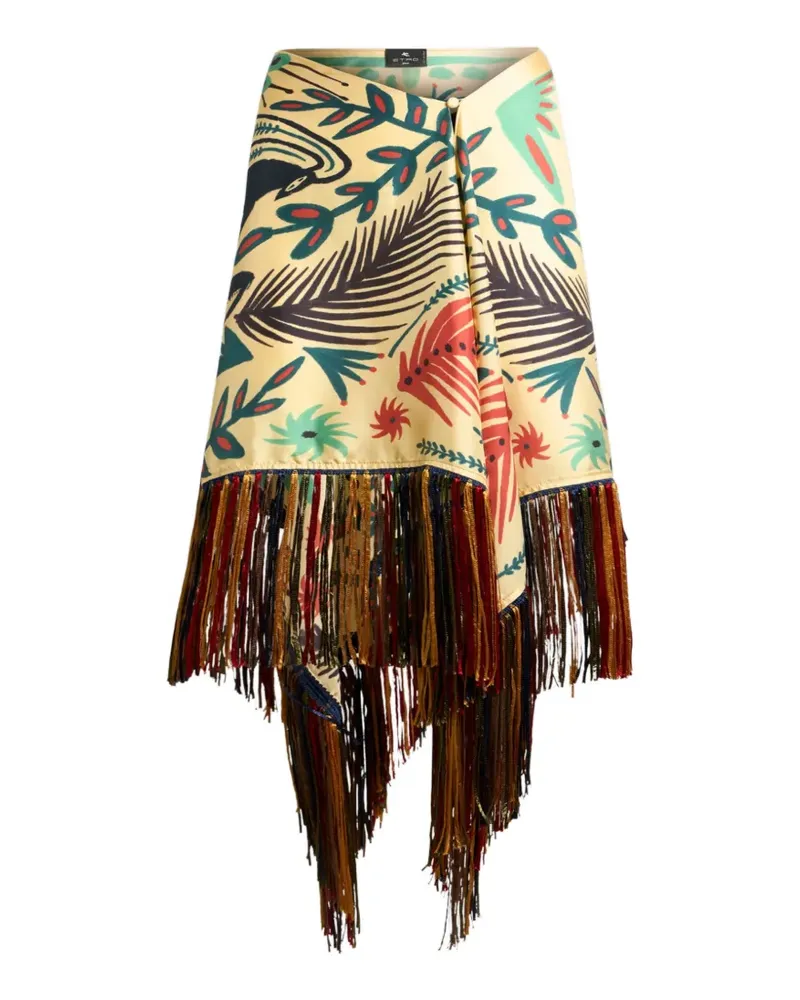 Etro x Tabby Booth Pareo aus Seide mit Fransen und Print - Nude Nude
