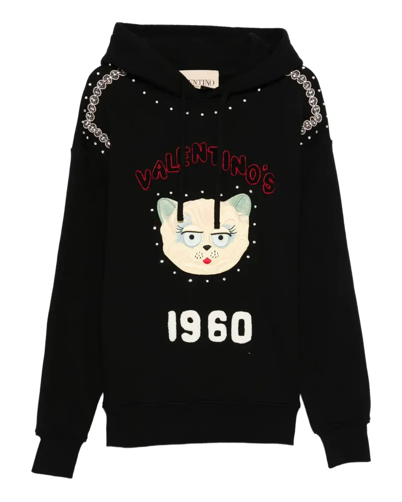 Valentino Garavani Hoodie mit Katzenstickerei - Schwarz Schwarz