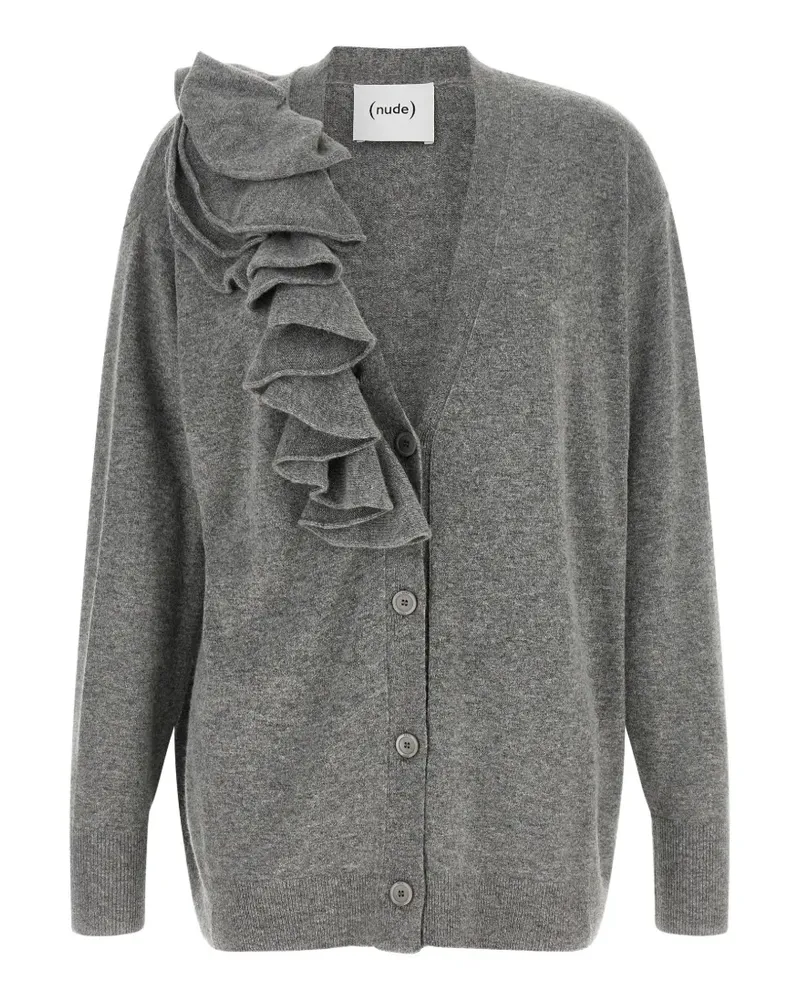 NUDE ruffled V-neck cardigan - Grau Grau