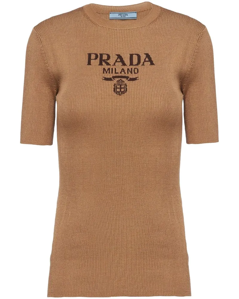 Prada T-Shirt mit rundem Ausschnitt - Braun Braun