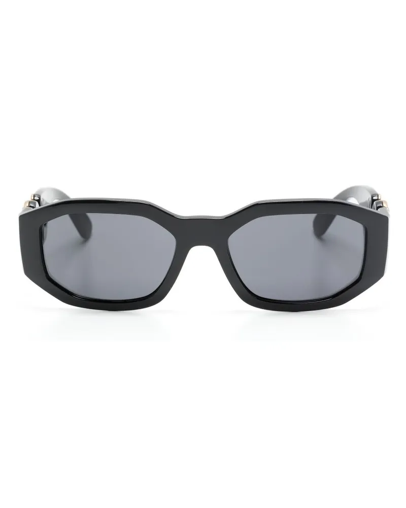 Versace Medusa Biggie Sonnenbrille mit geometrischem Gestell - Schwarz Schwarz