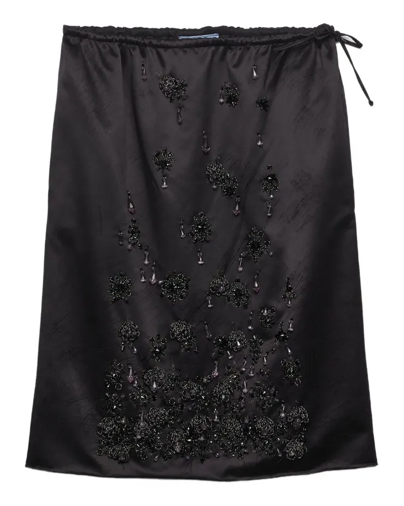 Prada satin skirt with embroidery - Schwarz Schwarz
