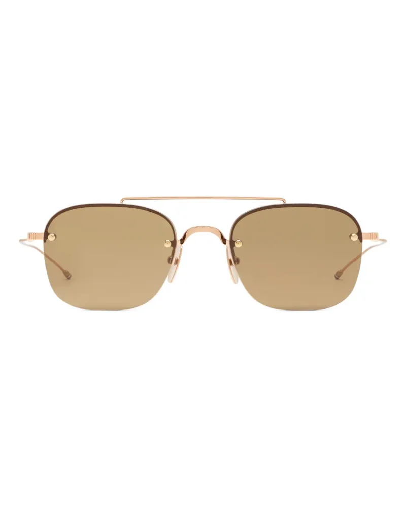 Thom Browne Rahmenlose Sonnenbrille mit eckigen Gläsern - Gold Gold