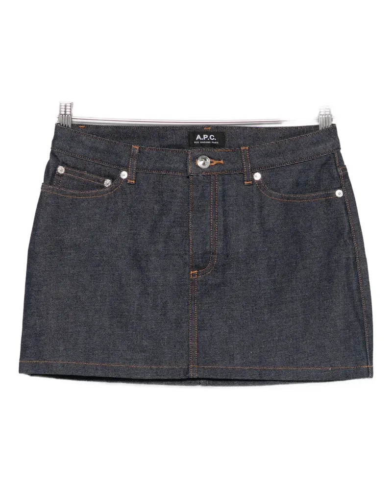 A.P.C. topstitched mini skirt - Blau Blau