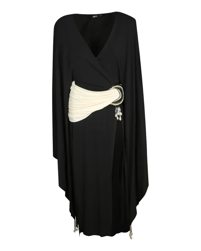 Amen bead-embellished cape-sleeve midi dress - Schwarz Schwarz