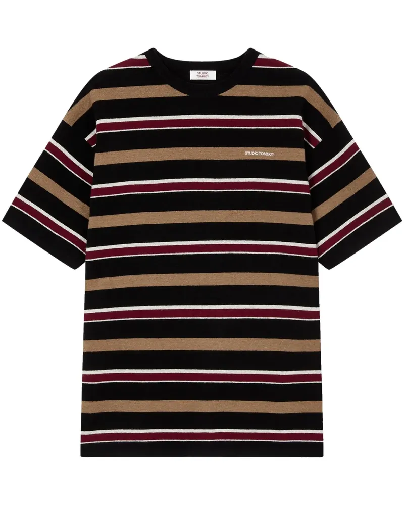 STUDIO TOMBOY Gestreiftes T-Shirt - Schwarz Schwarz