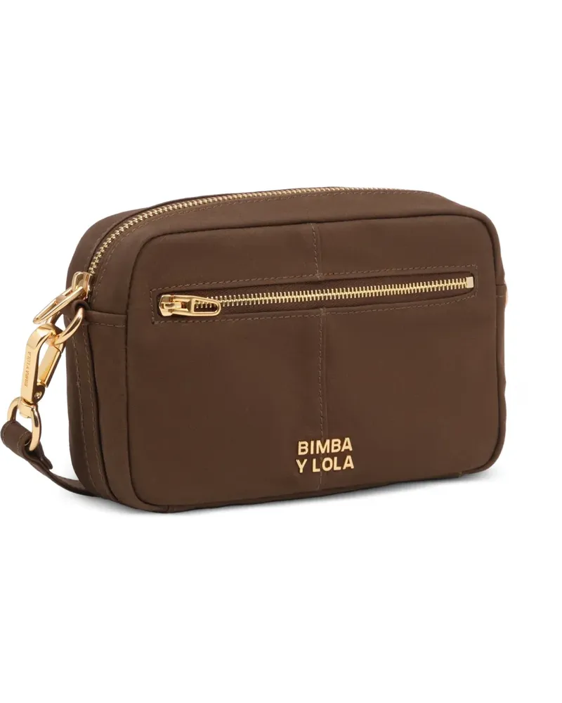 BIMBA Y LOLA Kleine Umhängetasche aus dunklem Khaki - Braun Braun