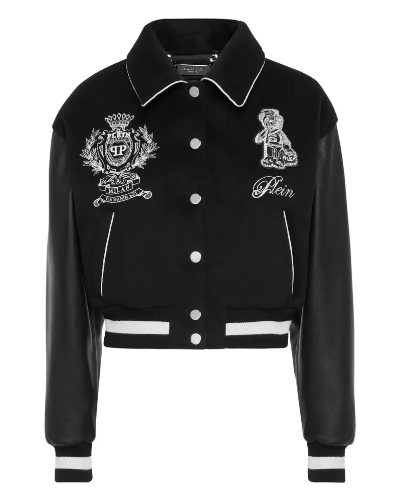 Philipp Plein Bomberjacke mit Logo-Stickerei - Schwarz Schwarz