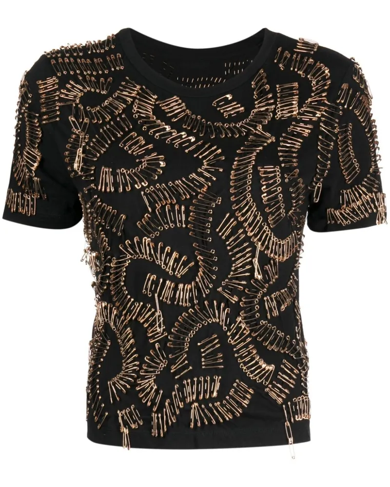 Cynthia Rowley T-Shirt mit Sicherheitsnadel Schwarz