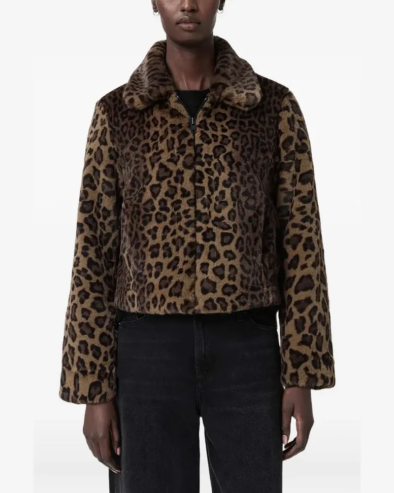 AllSaints Saye leopard-print collared jacket - Braun Braun