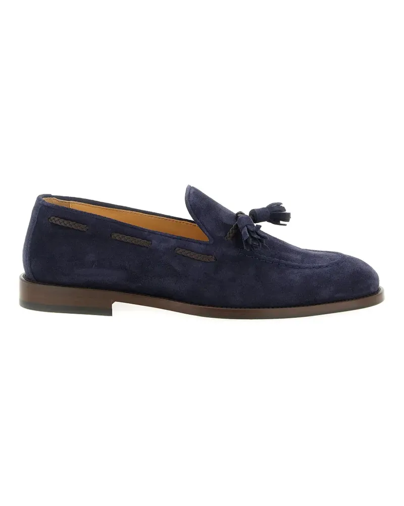 Brunello Cucinelli woven tassel-detail suede loafers - Blau Blau
