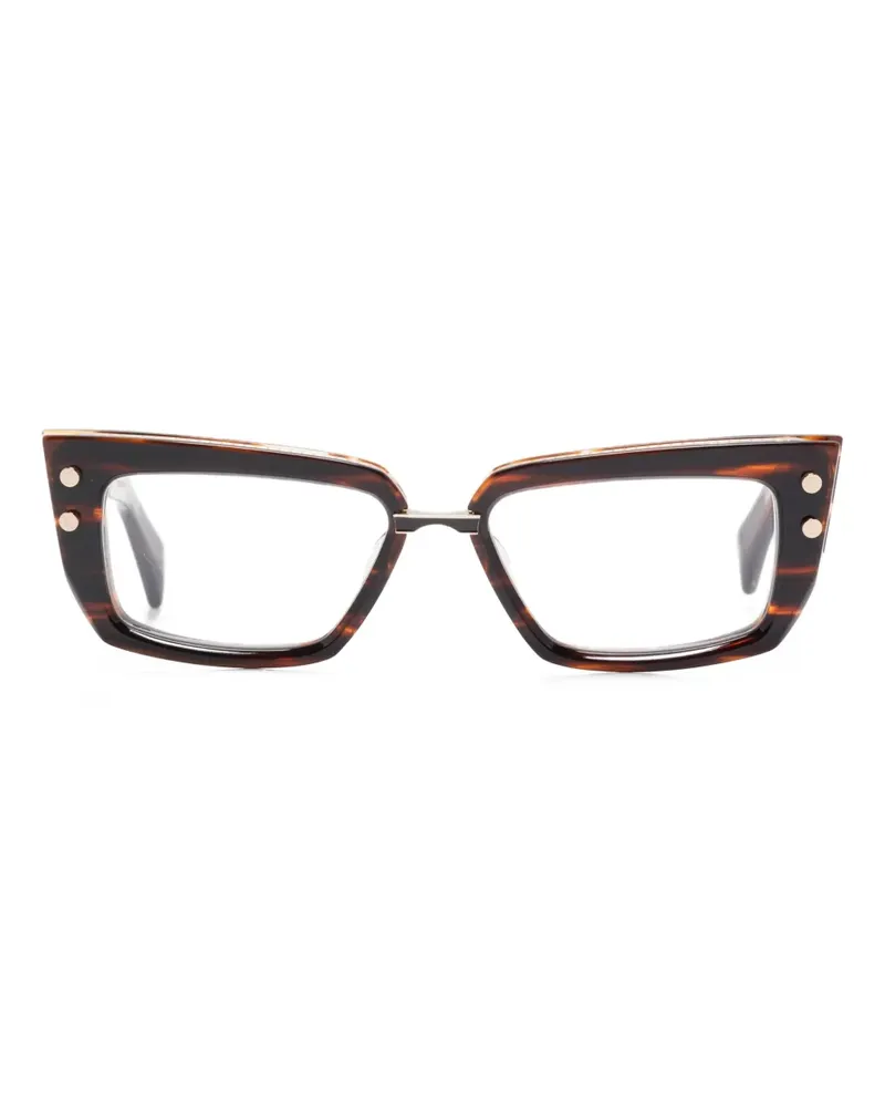Balmain Eckige Madame Brille mit goldfarbenem Detail - Braun Braun