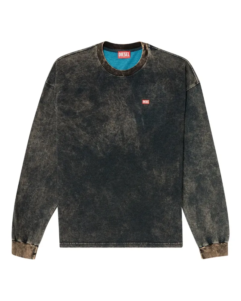 Diesel Langarmshirt mit Acid-Wash-Effekt - Grau Grau