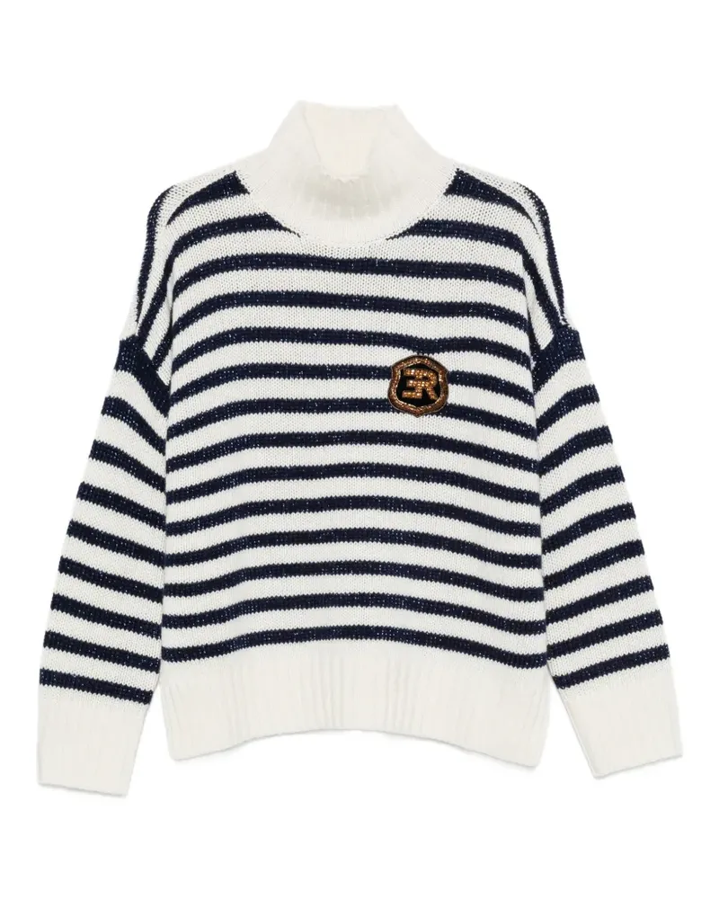 Ermanno Scervino Gestreifter Pullover mit Logo - Weiß Weiß