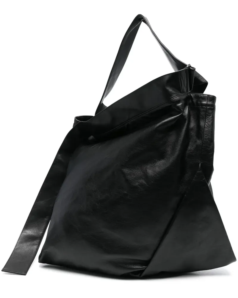 Yohji Yamamoto Schultertasche aus Leder - Schwarz Schwarz
