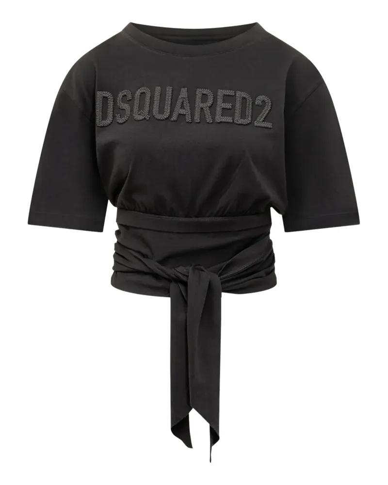 Dsquared2 logo-detail tie fastening T-shirt - Schwarz Schwarz