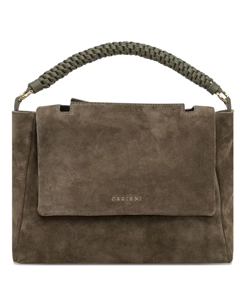 Orciani medium Sveva Peach braided-handle suede tote bag - Braun Braun