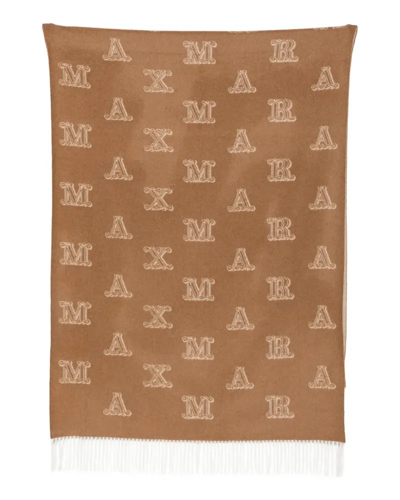 Max Mara Jacquard-Schal mit Logo - Braun Braun