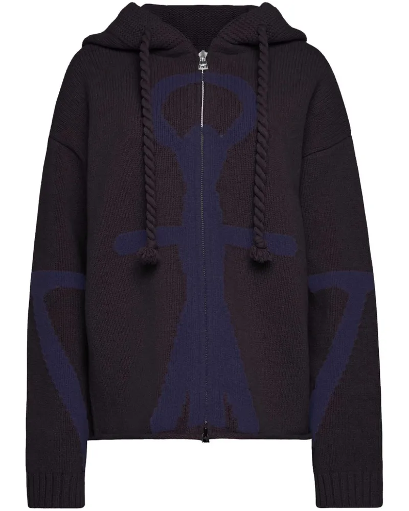J.W.Anderson Hoodie mit Anker-Intarsie - Schwarz Schwarz