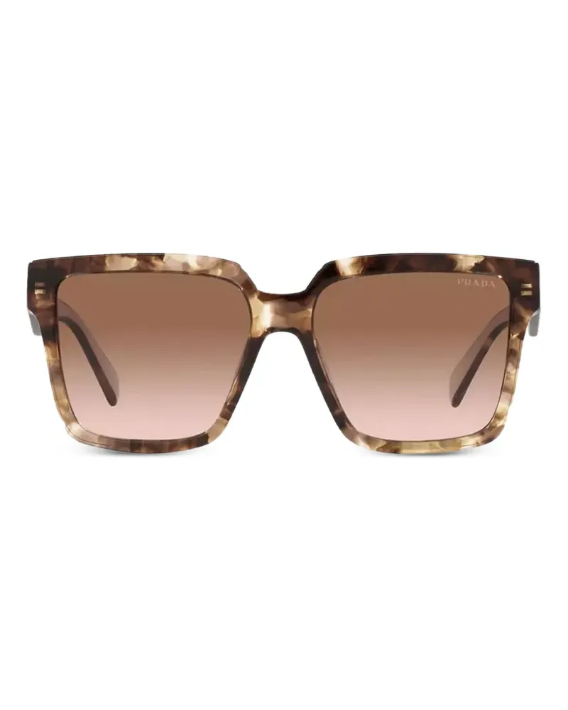 Prada Eckige Sonnenbrille mit Logo - Braun Braun