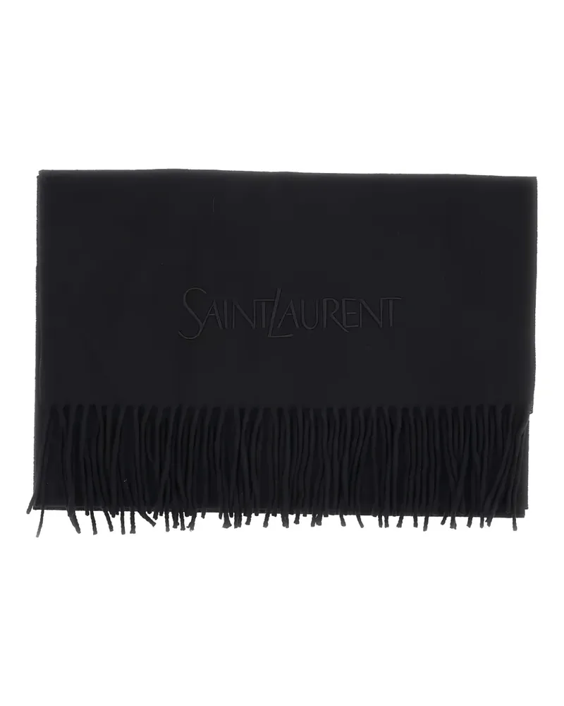 Saint Laurent fringed cashemere scarf - Schwarz Schwarz