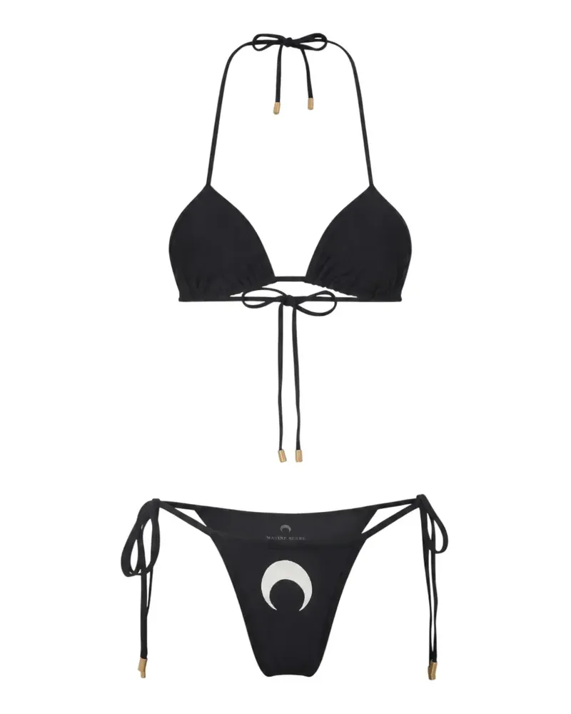 Marine Serre Triangel-Bikini mit Mond-Print - Schwarz Schwarz