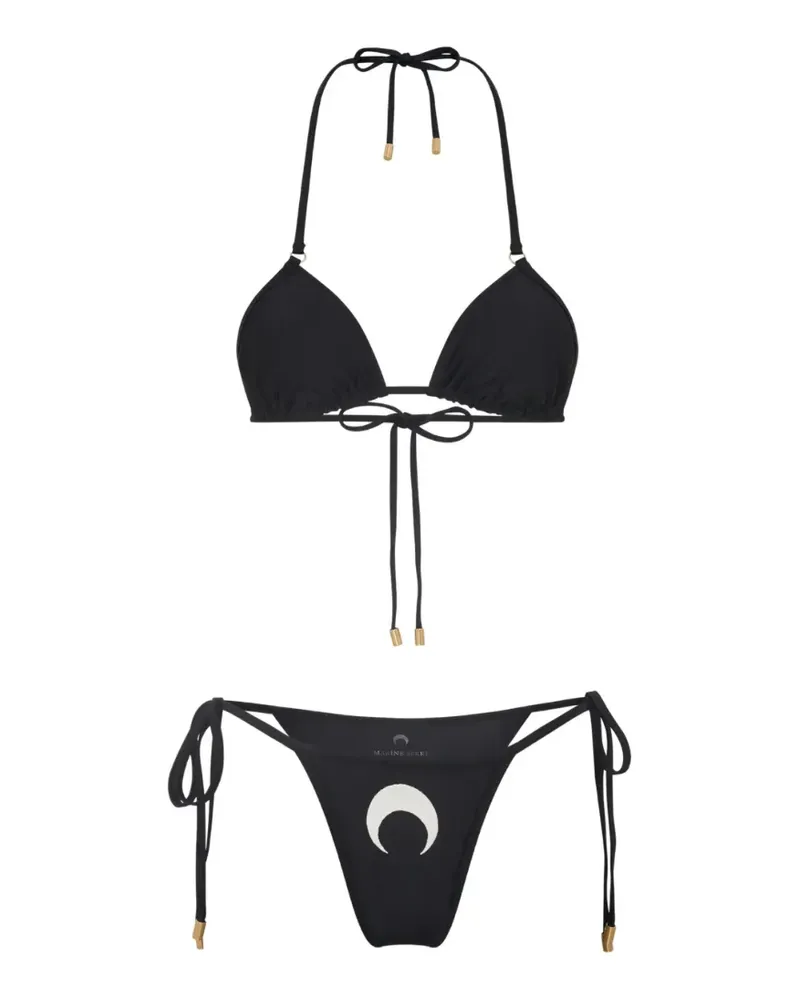 Marine Serre Triangel-Bikini mit Mond-Print - Schwarz Schwarz