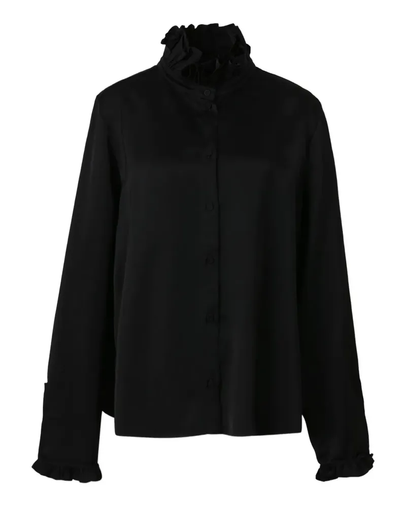 Jil Sander Bluse mit Rüschenkragen - Schwarz Schwarz