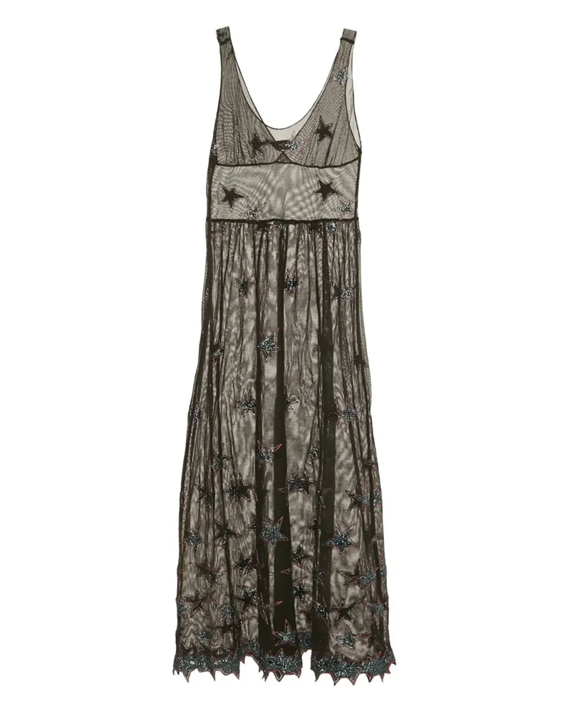 Fleur Du Mal 2010 Mesh-Kleid mit Sternstickerei - Schwarz Schwarz