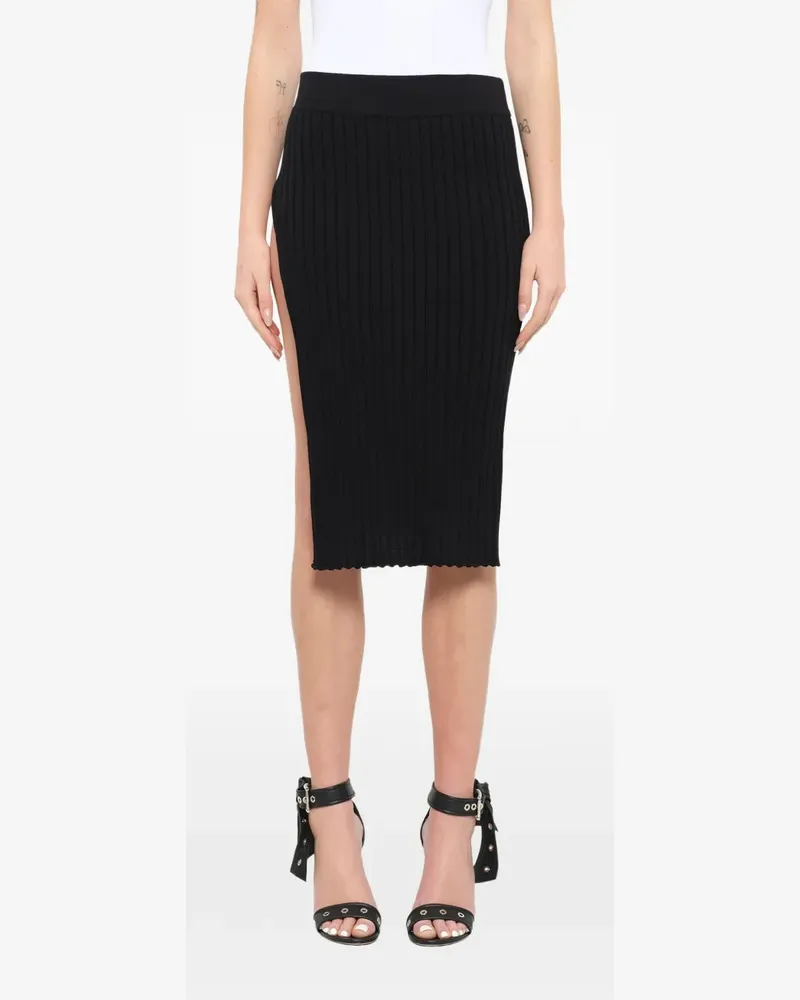 Givenchy Gerippter Midi-Strickrock mit seitlichem Schlitz - Schwarz Schwarz