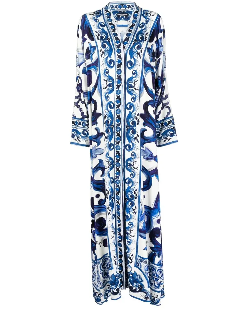 Dolce & Gabbana Maxikleid aus Seide mit Print - Blau Blau