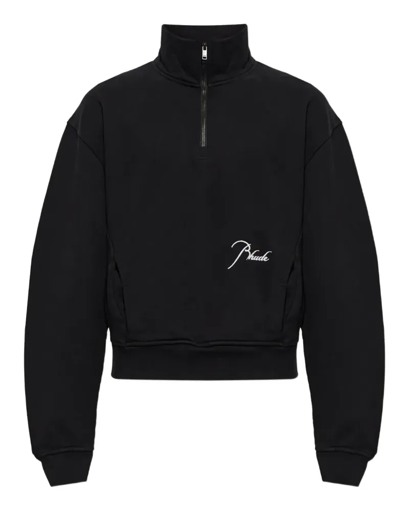 RHUDE Classique logo-embroidered quarter-zip sweater - Schwarz Schwarz