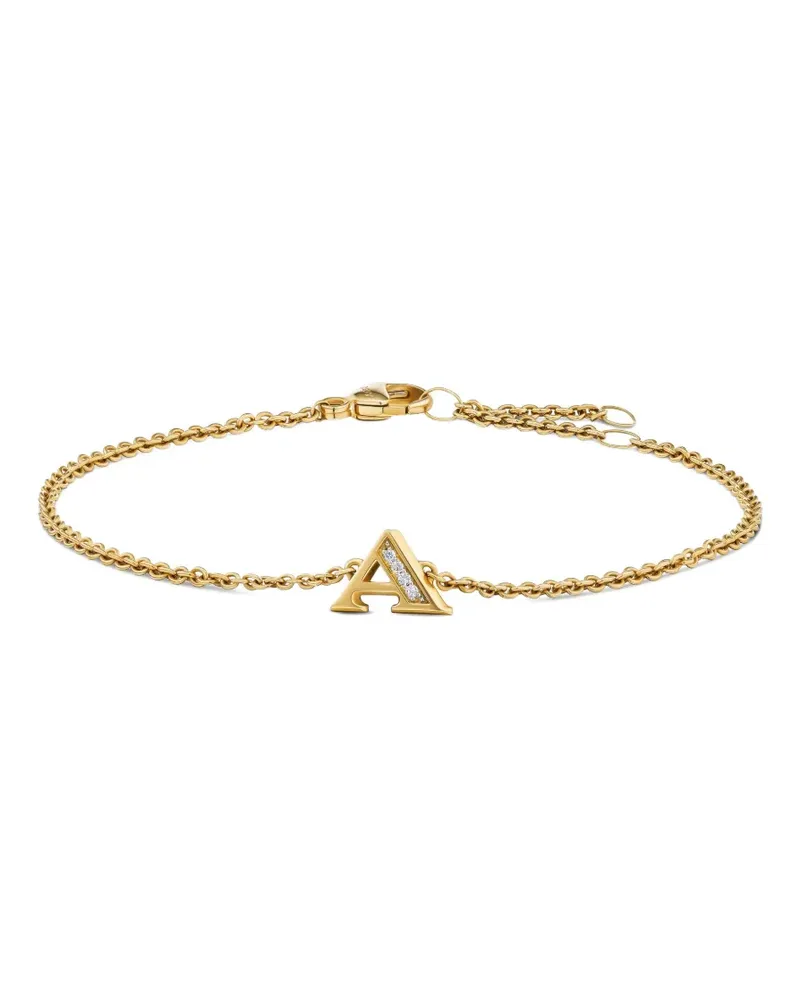 David Yurman 18kt Petite Pavé Initial Gelbgoldarmband mit Diamant Gold