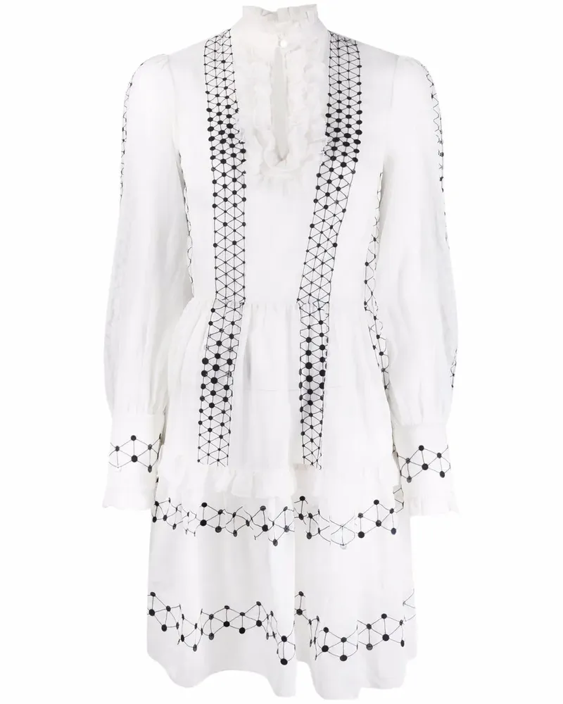 Temperley London Langärmeliges Robin Minikleid - Weiß Weiß