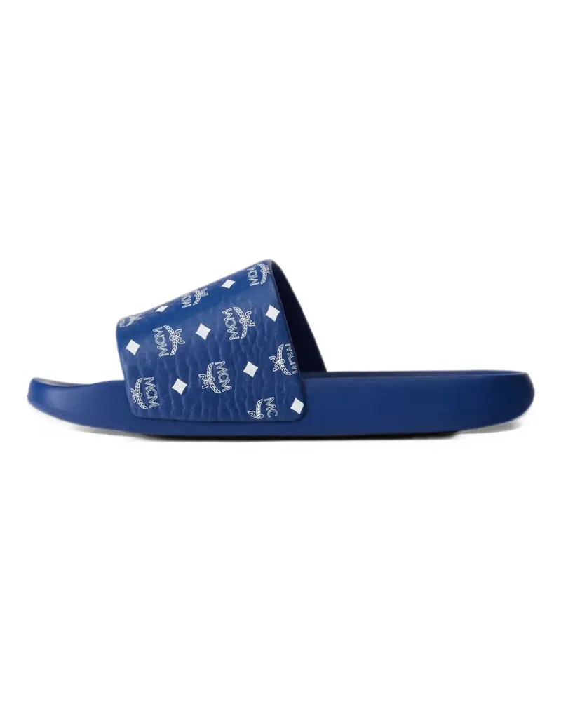 MCM monogram-print rubber slides - Blau Blau