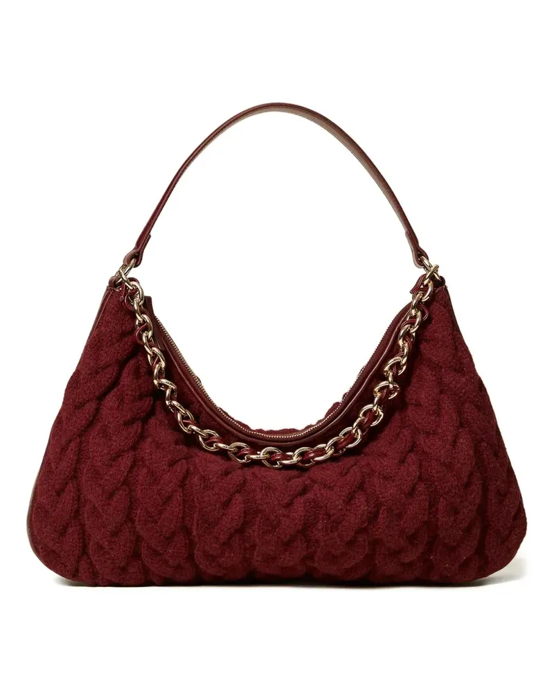 Twin-Set Zopfmuster-Schultertasche mit Kettendetail - Rot Rot