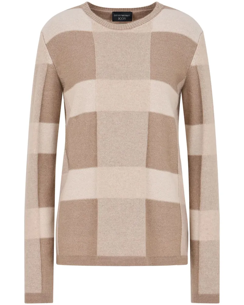 Emporio Armani Karierter Icon Pullover - Nude Nude