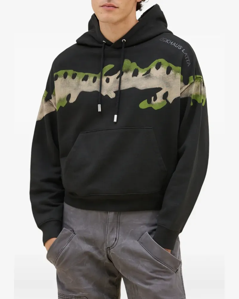 Eckhaus Latta graphic-print hoodie - Schwarz Schwarz