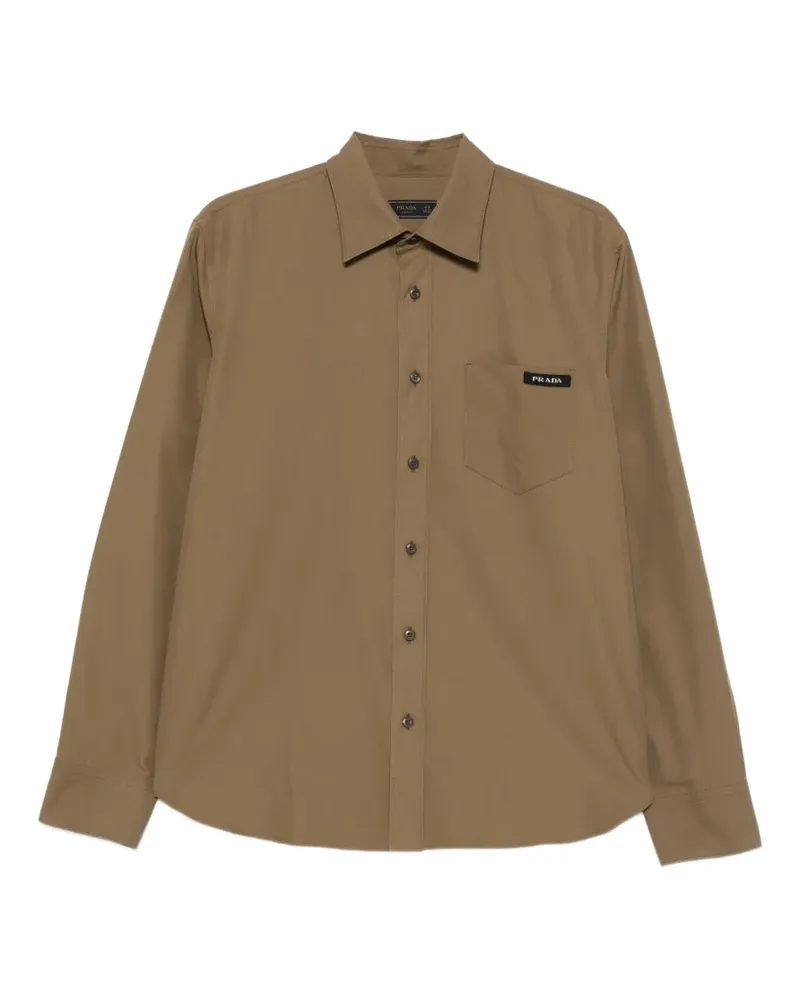 Prada Hemd mit Logo-Patch - Grün Grün