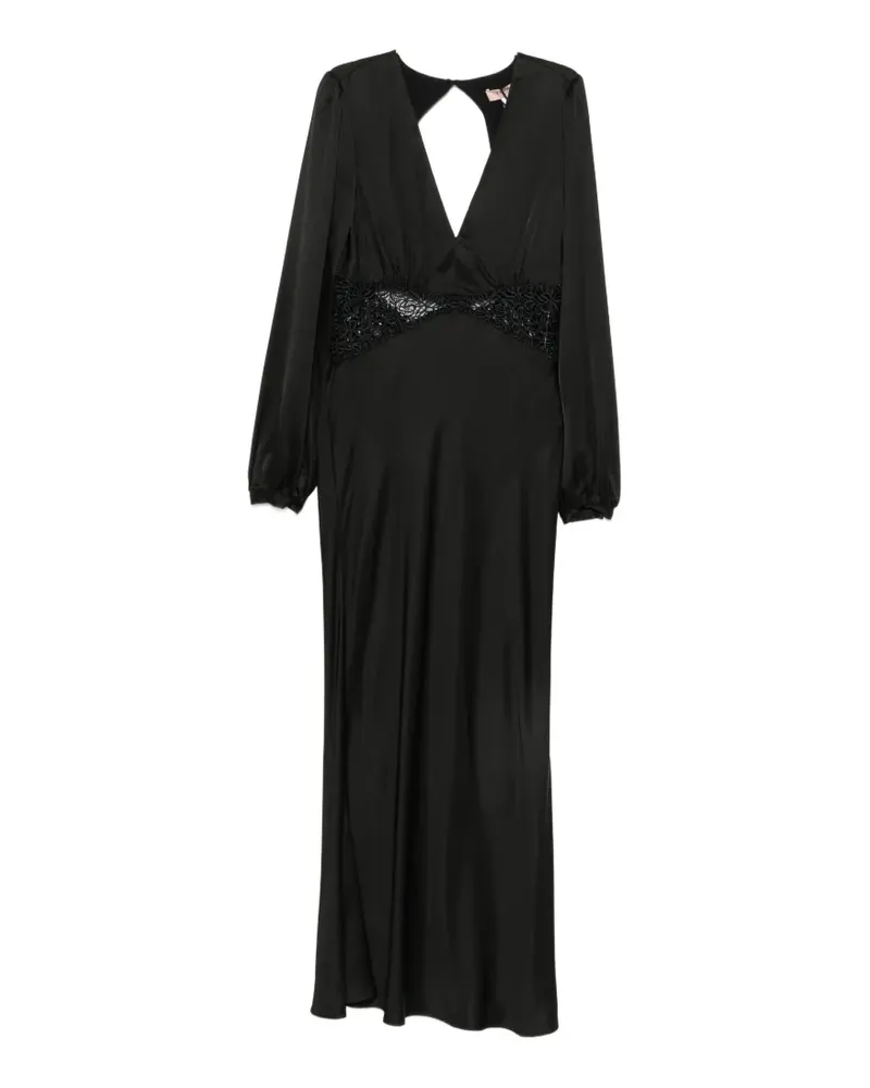 Twin-Set lace-insert open-back maxi dress - Schwarz Schwarz