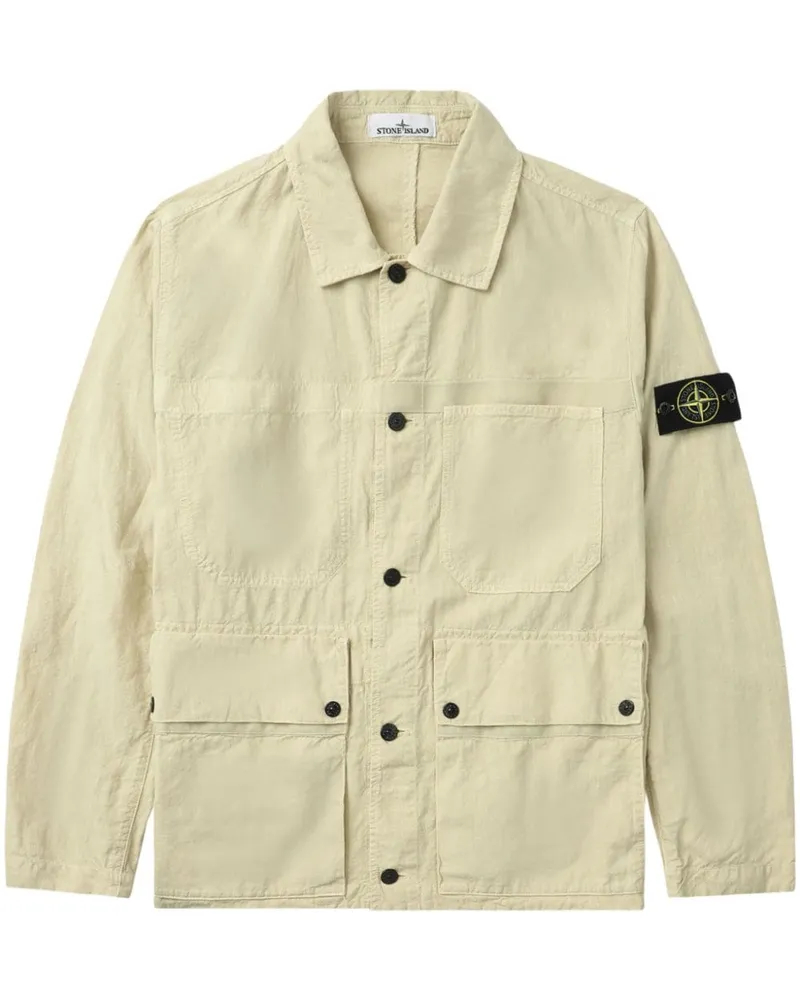 Stone Island Hemdjacke mit Kompass-Patch - Nude Nude