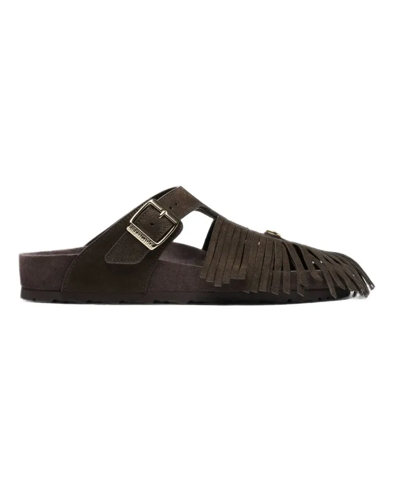 Birkenstock fringed buckle-fastening filp-flops - Braun Braun